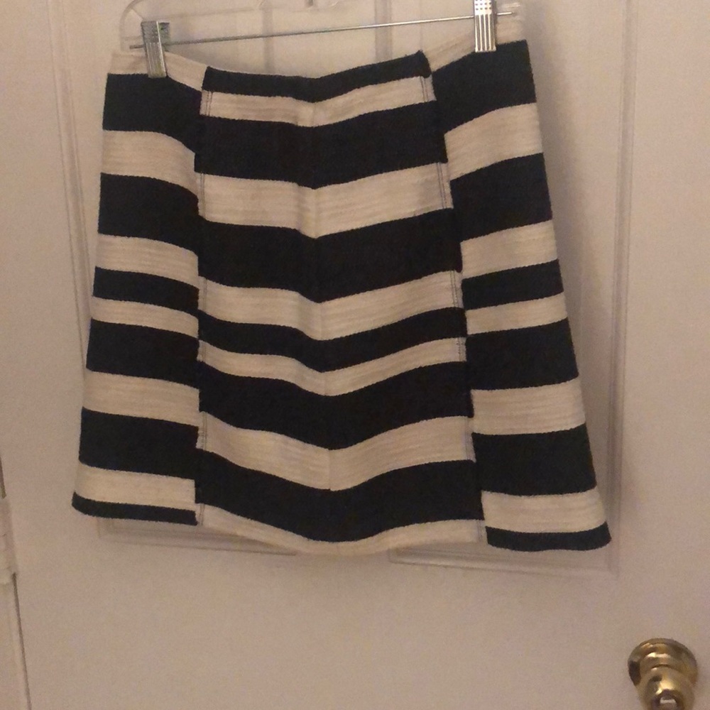 LOFT Black/White Striped Mini Skirt
